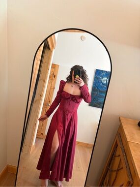 House of CB | Dresses | House Of Cb Lanetta Ruched Bateau Neck Long Sleeve  Georgette Maxi Dress | Poshmark